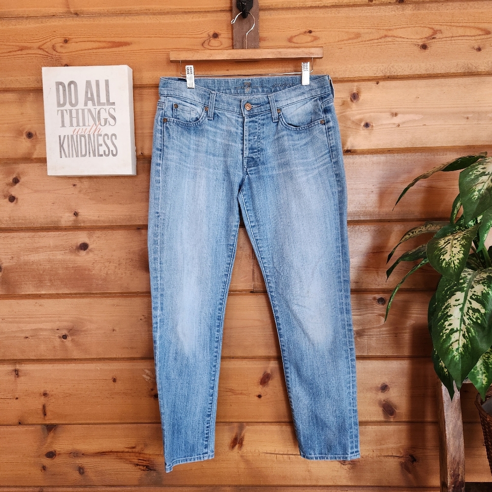 7 For All Mankind 7FAM Josefina Skinny Boyfriend Jeans Button Fly Size 27 X 28"